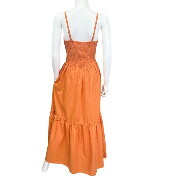 YFB Womens Orange Tiered Maxi Dress Adjustable Straps Size Medium Made In China - Picture 2 of 4